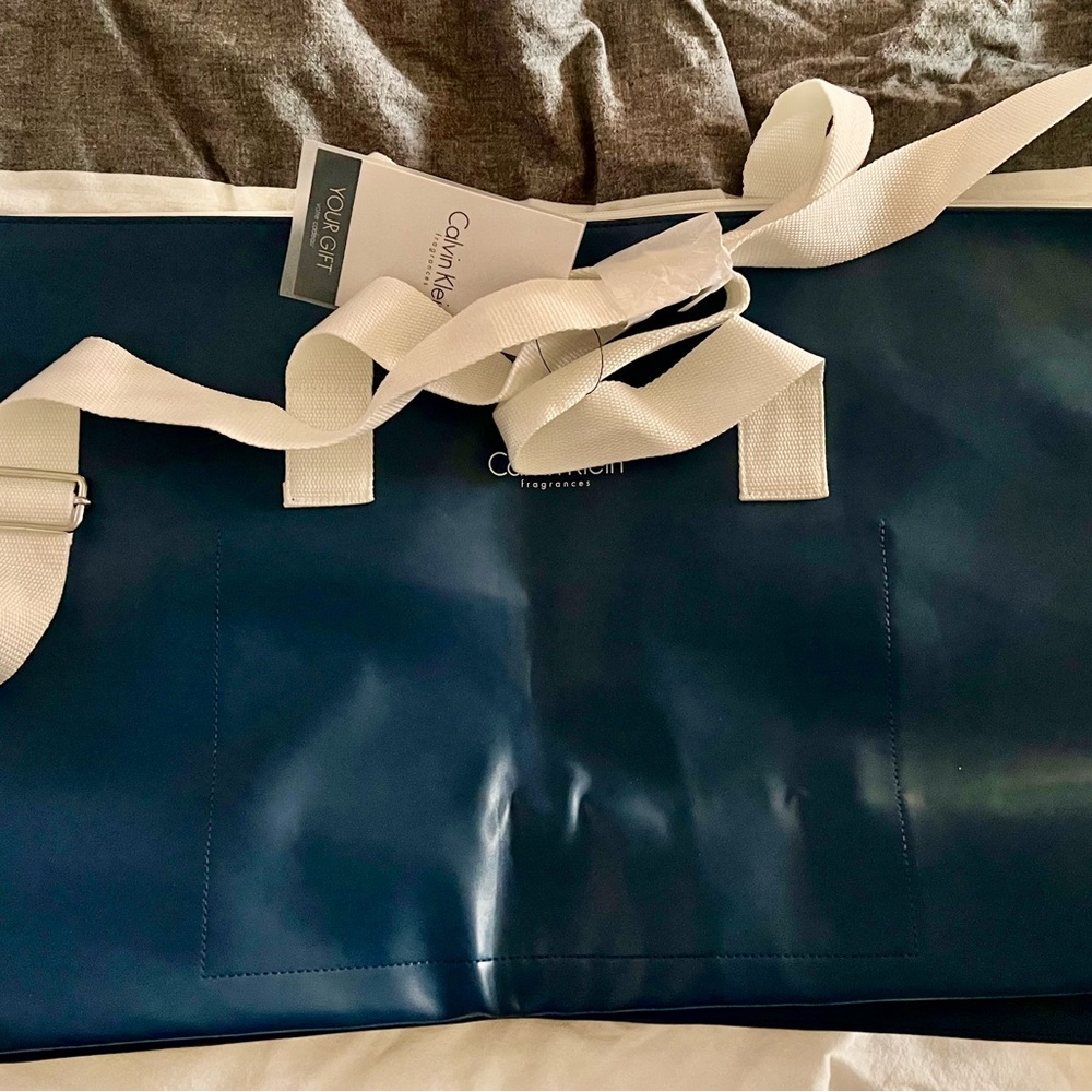Calvin Klein Deep Blue Tote with White Straps